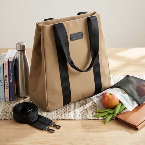Lole Handbags - NWT LOLE Beige and Black Unisex Tote Bag with Shoulder Strap and Zip Bag